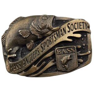 Bass Belt Buckle Anglers Sportsman Society Vintage Fishing Fish Made in USA